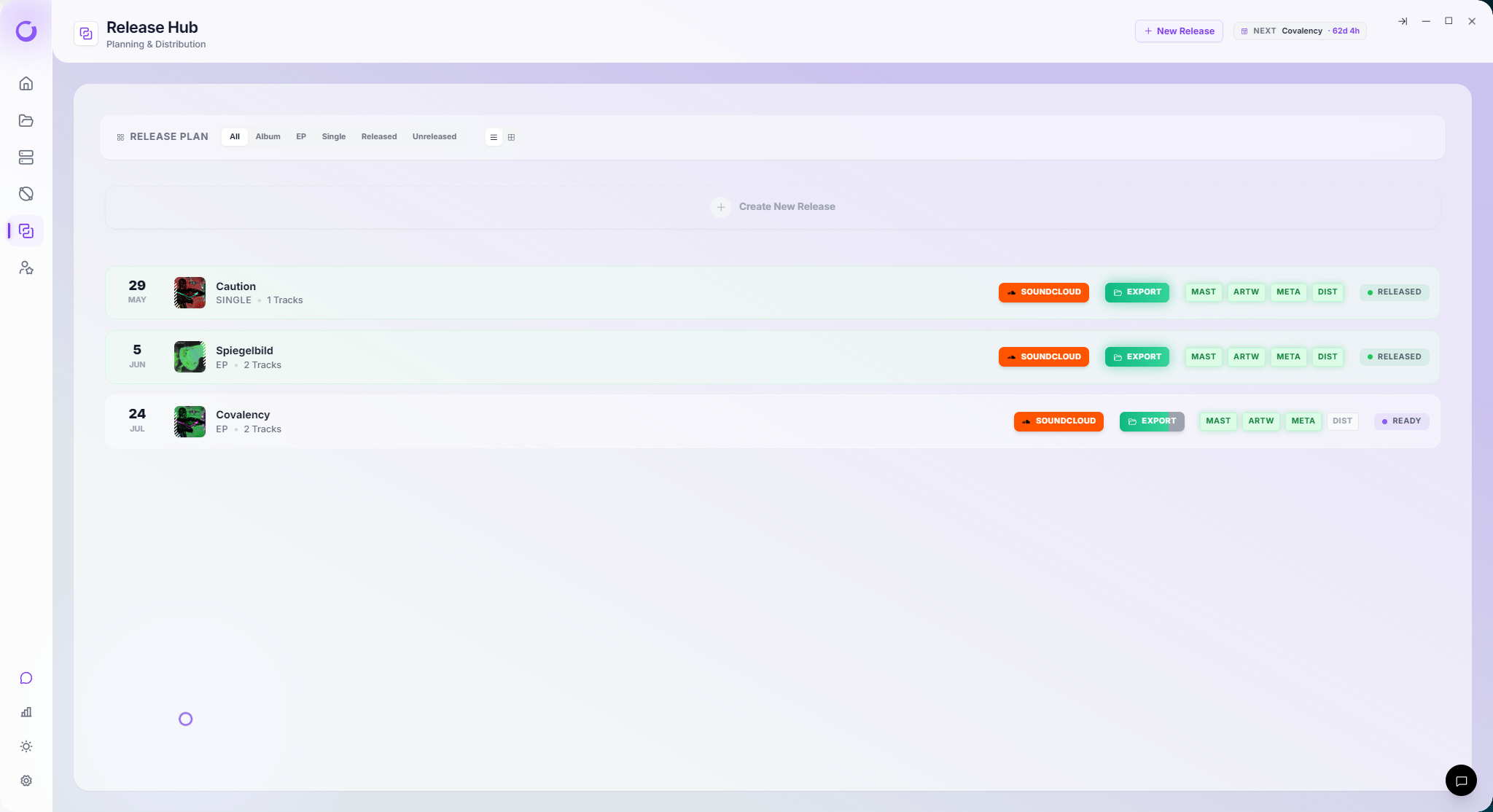 Vantom Release Hub — pipeline view across active releases