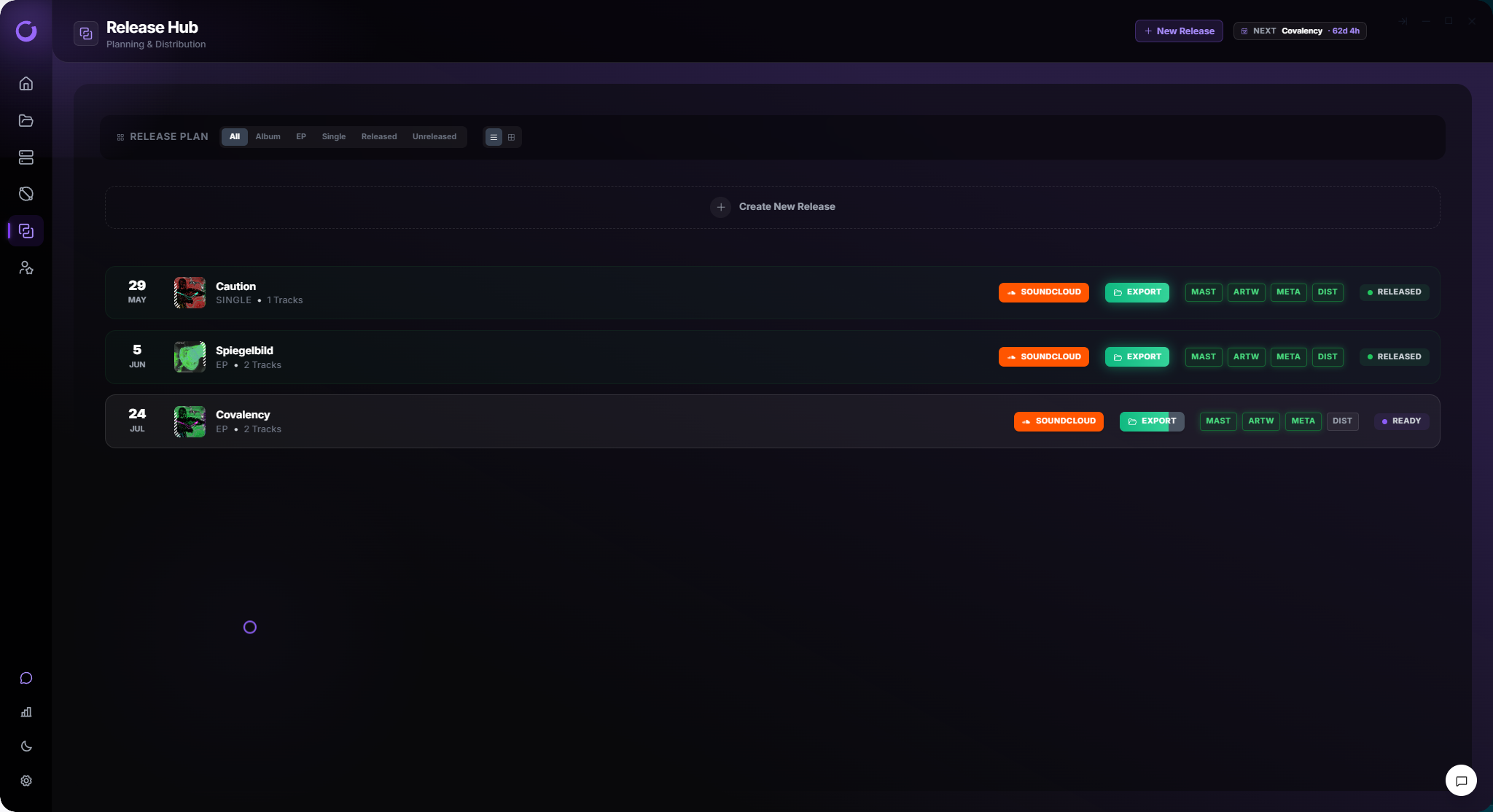 Vantom Release Hub — pipeline view across active releases